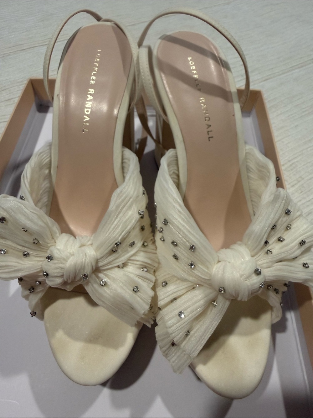 Loeffler Randall Natalia White Rhinestone Heel Size 9 - Picture 12 of 14